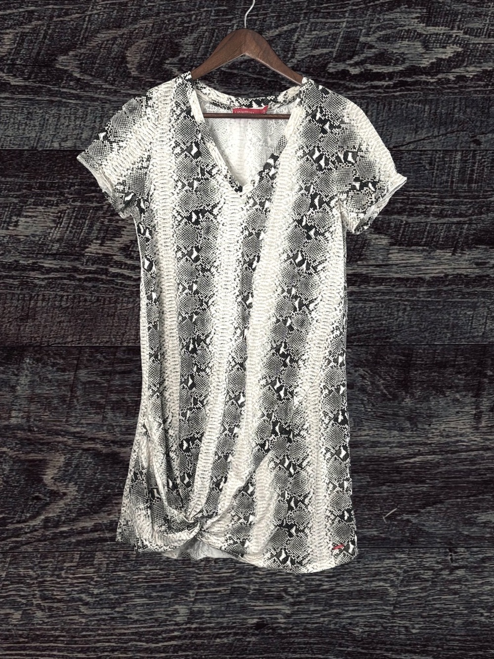 n:PHILANTHROPY Gray and White Graphic Mini Dress